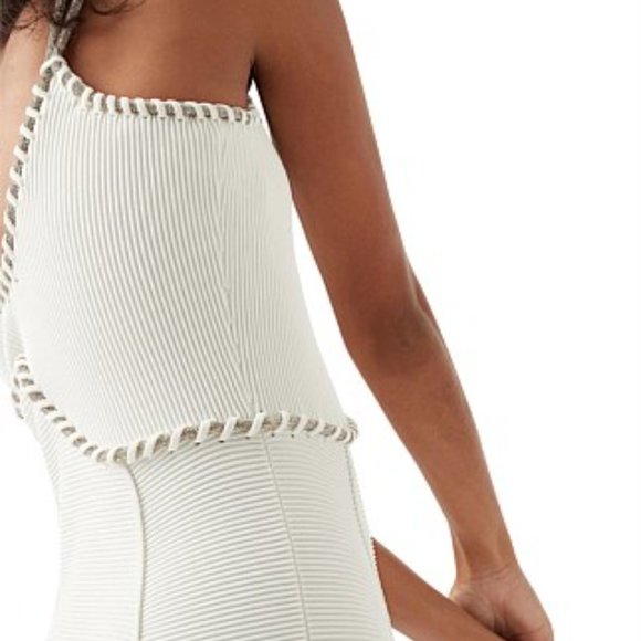 Aje Carve Abstract Knit Midi Dress - Ivory White NWT - Size M (US 6) - Picture 3 of 10